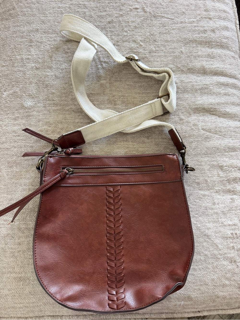 Leather Crossbody Bag with Braided Detail